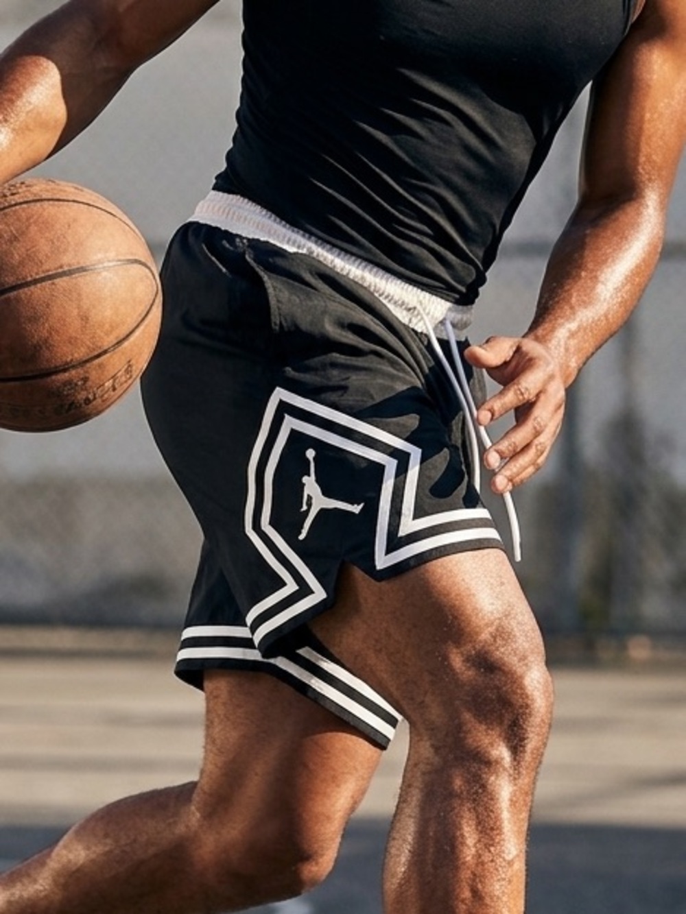 Men’s Jordan Black Athletic Shorts with White Trim